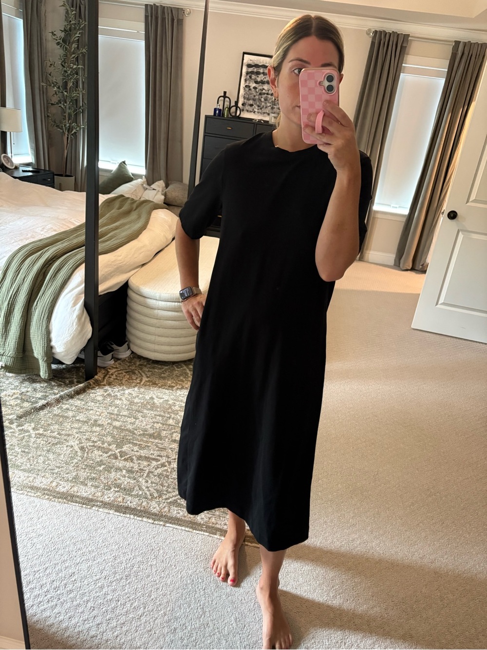 Nordstrom Black Midi T-Shirt Dress